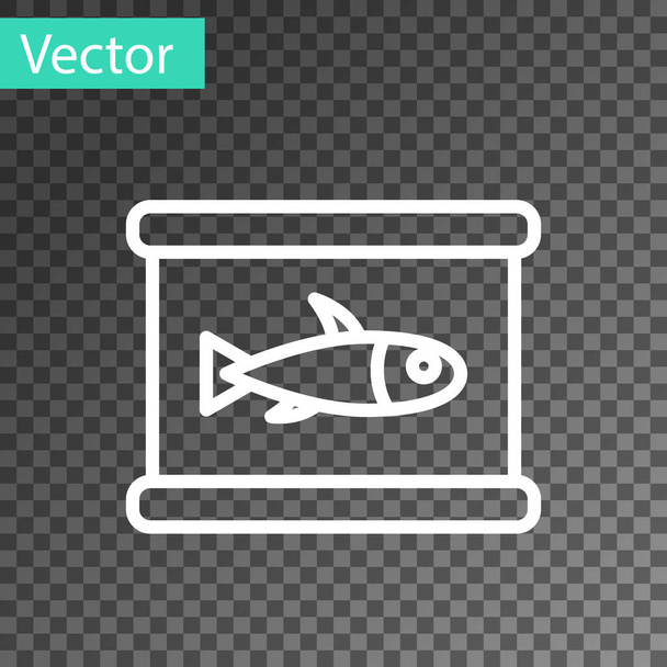 White line Canned fish icon isolated on transparent background.  Vector.. - Vector, Image