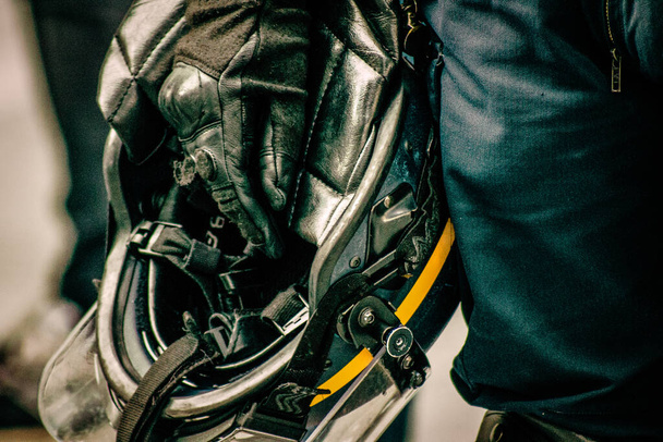Closeup of the equipment of the special riot force of the French National Police - Фото, зображення