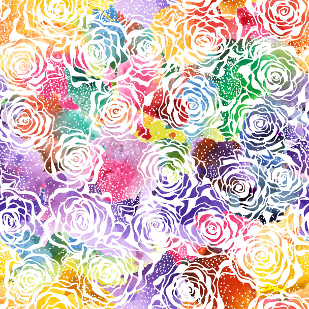 Seamless Rose watercolor Pattern. Vector, EPS 10 - Vecteur, image