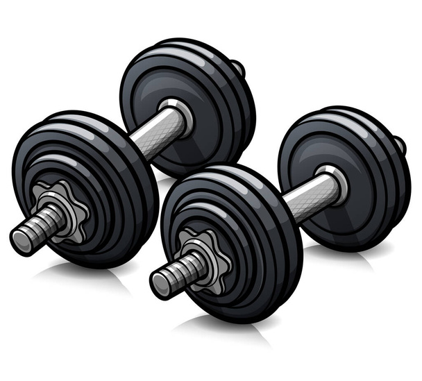 Vector illustration of dumbbells cartoon icon isolated - Vector, Image
