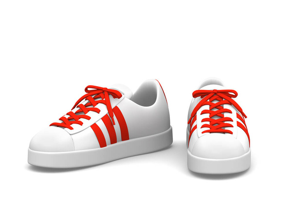 Sneaker met rode lijn, 3D Illustratie. - Foto, afbeelding