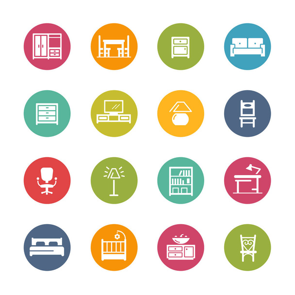 Furniture Icons // Fresh Colors - Vector, Imagen