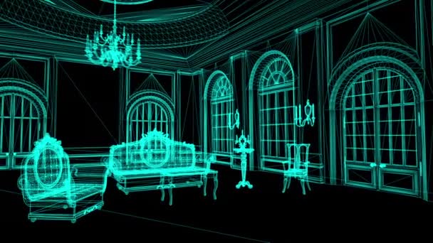 анимация Wireframe Model Of Pompous Palace с колоннами
 - Кадры, видео