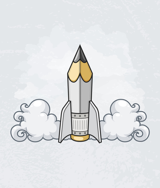 concepto de diseño creativo con la herramienta Lápiz como cohete - Vector, imagen