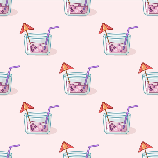 Бесшовный векторный рисунок свежих летних напитков, коктейлей и лимонада для обоев кухонного кафе или ресторана
 - Вектор,изображение