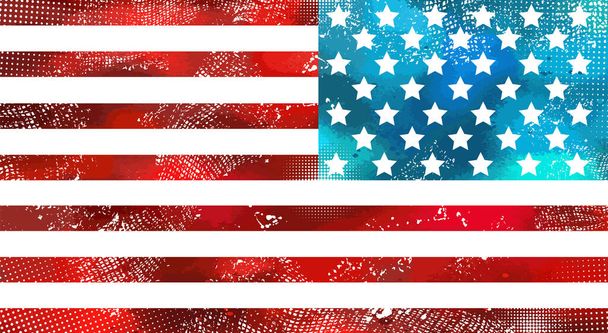 Grunge amerykańska flaga tle. Dzień Niepodległości Ameryki. Ilustracja wektora - Wektor, obraz