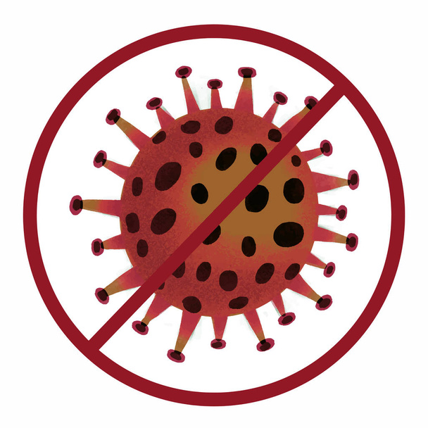 Βακτηριακός ιός του Coronavirus Cell Icon, 2019-nCoV, Covid-2019, Covid-19 Novel Coronavirus Bacteria. Καμία μόλυνση και να σταματήσει Coronavirus Concepts. Επικίνδυνο κύτταρο Coronavirus στην Κίνα, Wuhan. Μεμονωμένο εικονίδιο - Φωτογραφία, εικόνα