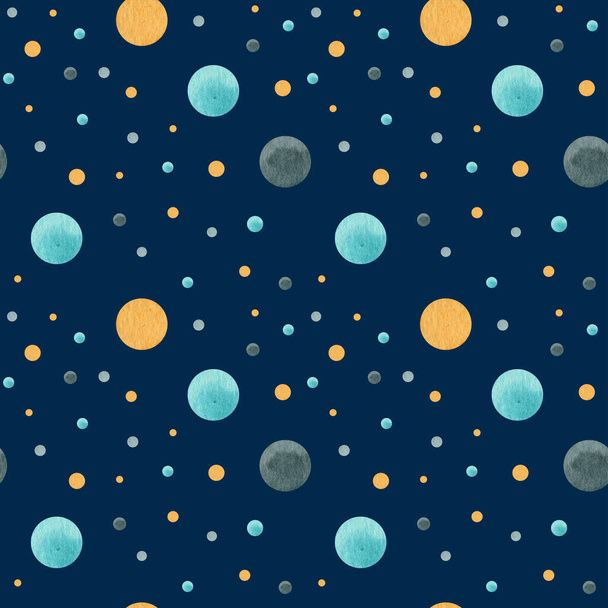 Polka dots Seamless pattern, dotted fabric texture colorful on dark blue retro style background for kids blog, web design, scrapbooks, party or baby shower invitations and wedding cards. - Photo, Image