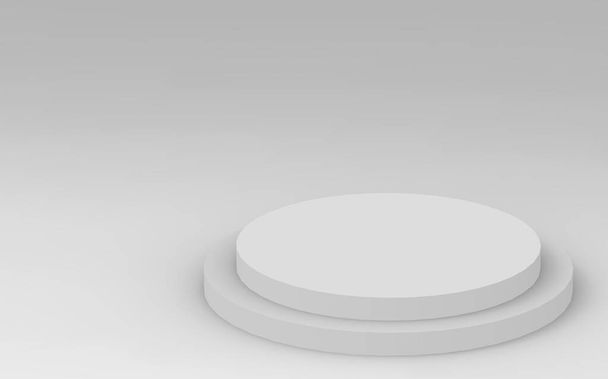 3d gray white cylinder podium minimal studio background. Abstract 3d geometric shape object illustration render. - Photo, Image