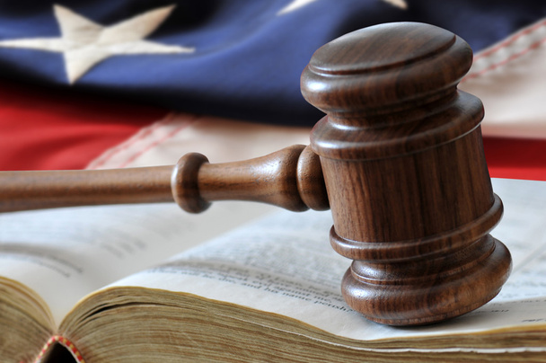 Gavel over book with flag - Photo, Image