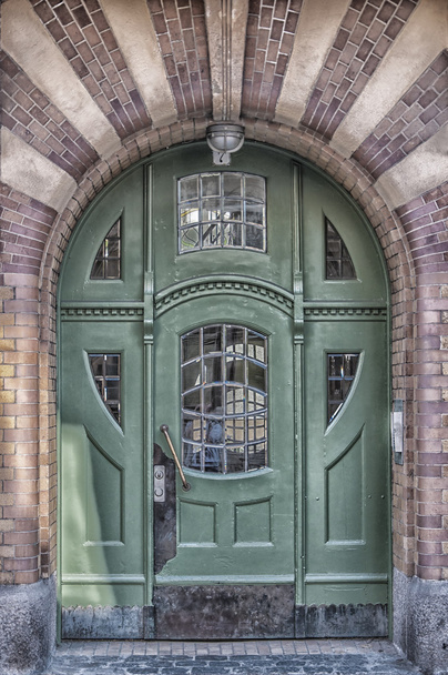 緑のドアのアールデコ スタイル - 写真・画像