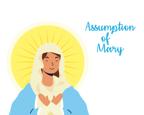 miraculous virgin assumption of mary with lettering - Vector, Image