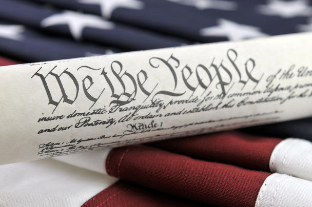 US Constitution and flag - Photo, Image