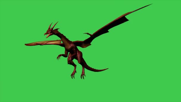 3d анімація дракона в мух - розділена на зеленому екрані - Кадри, відео
