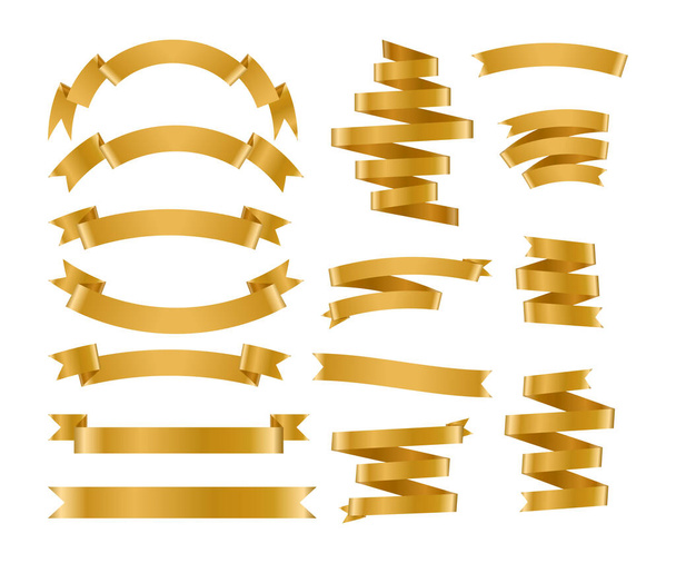 Shiny foil gold ribbons set retro tape sale vector - Vector, Image