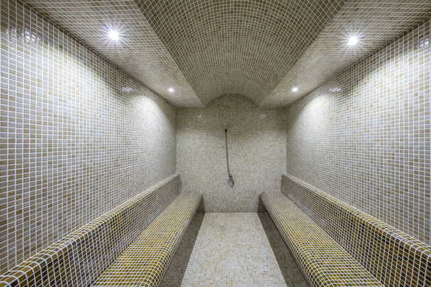 Fin bathroom. Large steam room with health spa at a luxury hotel. - Фото, зображення