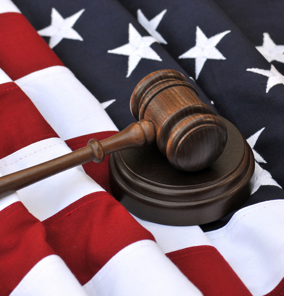 amerikai zászló és igazságügyi szimbólumok - Fotó, kép