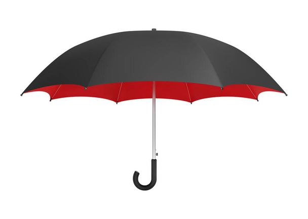 Černý a červený deštník. Realistický vektorový mockup bočního pohledu. - Vektor, obrázek
