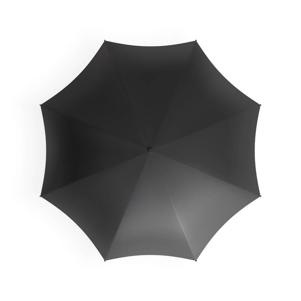 Черный зонтик с видом сверху. Реалистичный векторный макет
. - Вектор,изображение