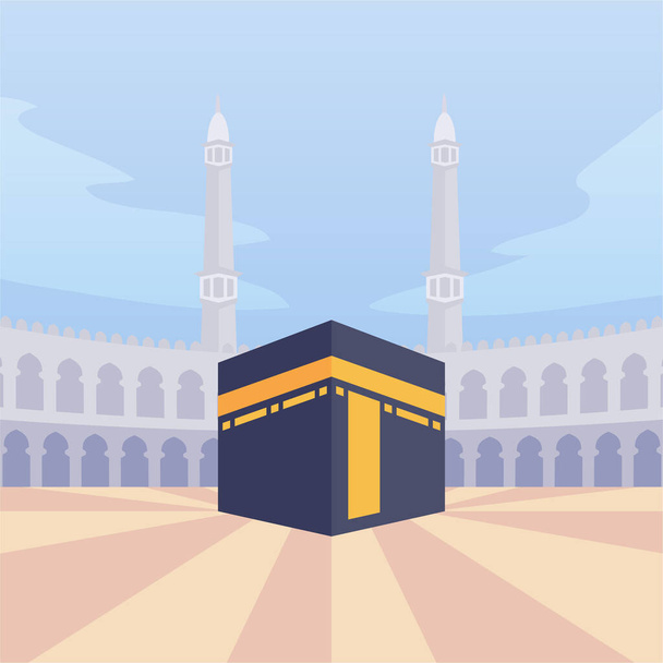Arabský muslim kaba mecca s moderním kresleným plochým stylem vektorové ilustrace - Vektor, obrázek