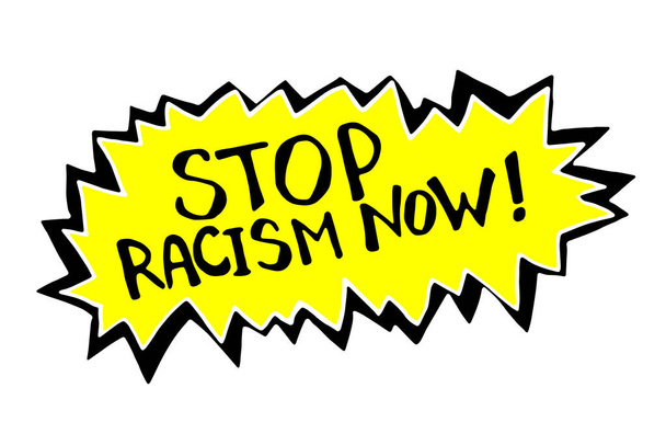 Stop rasizmowi - pismo wektorowe doodręcznie pisane na temat antyrasizmu, protestujące przeciwko nierówności rasowej i rewolucyjnemu projektowi. Na ulotki, naklejki, plakaty. - Wektor, obraz