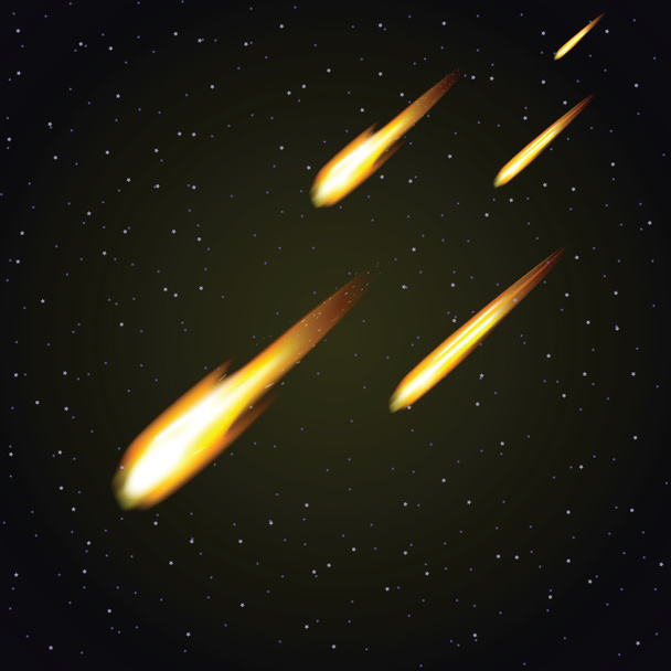 Lluvia de meteoritos y espacio oscuro en el fondo (vector
) - Vector, imagen