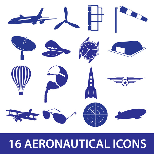 aeronautical icons set eps10 - Vektor, kép