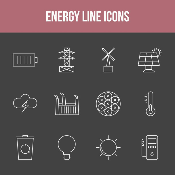 Unique energy vector line icon set - Vecteur, image