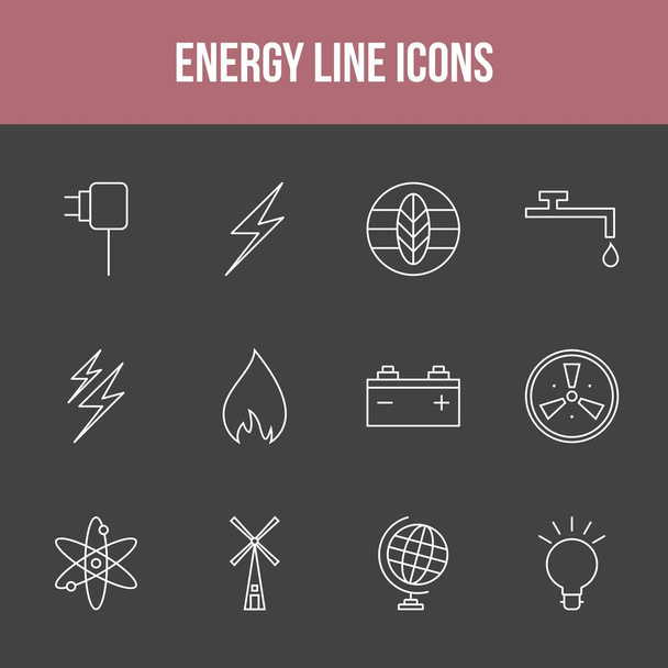 Conjunto de iconos de línea de vector de energía única
 - Vector, Imagen