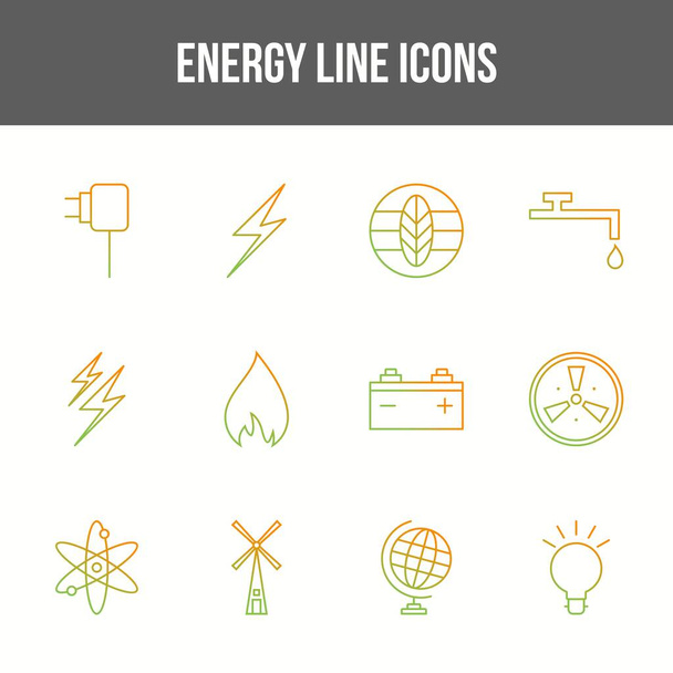 Conjunto de iconos de línea de vector de energía única
 - Vector, imagen
