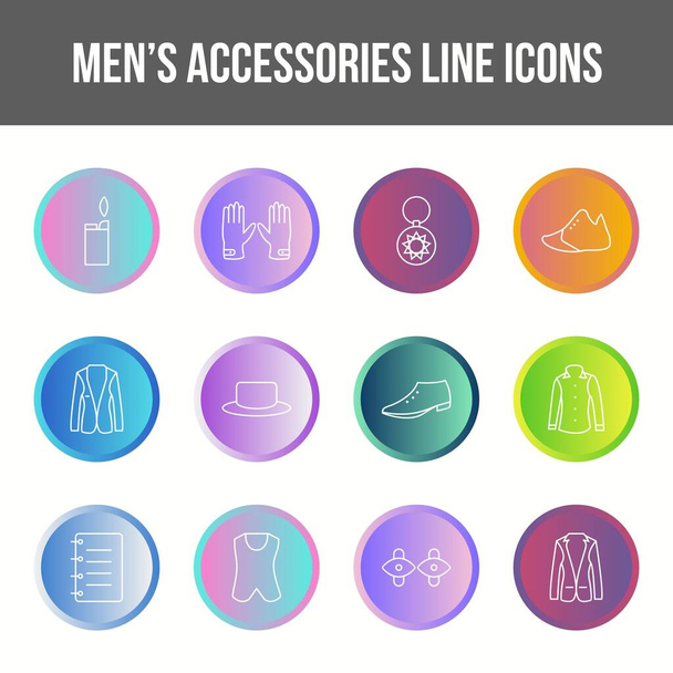 Unique hommes accessoires vectoriel ligne icône ensemble - Vecteur, image