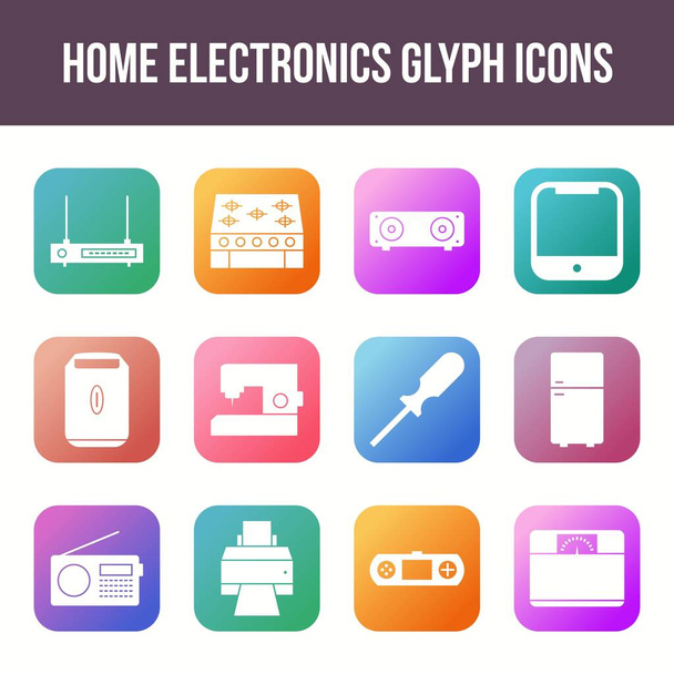 Μοναδικό σύνολο εικονιδίων vector glyph οικιακών ηλεκτρονικών - Διάνυσμα, εικόνα