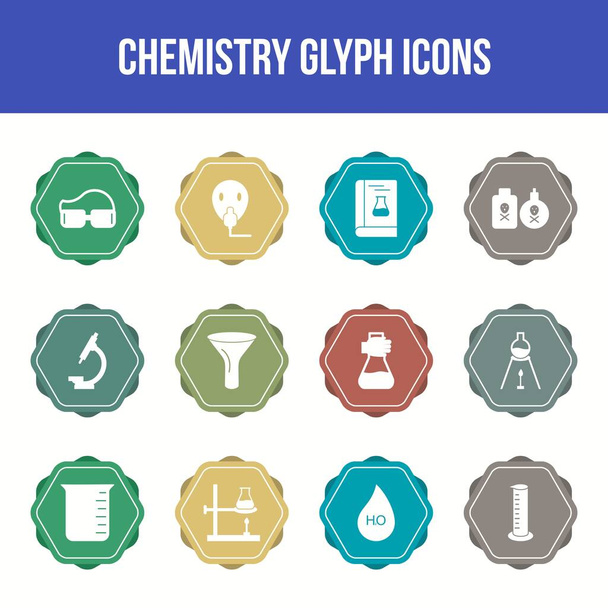 Unique chemistry vector glyph icon set - Vector, Image