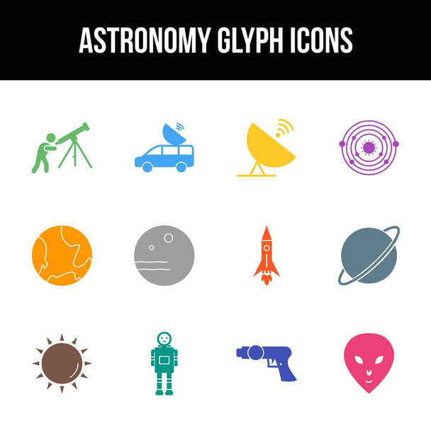 Unikalny zestaw ikon wektorowych glifów astronomicznych - Wektor, obraz