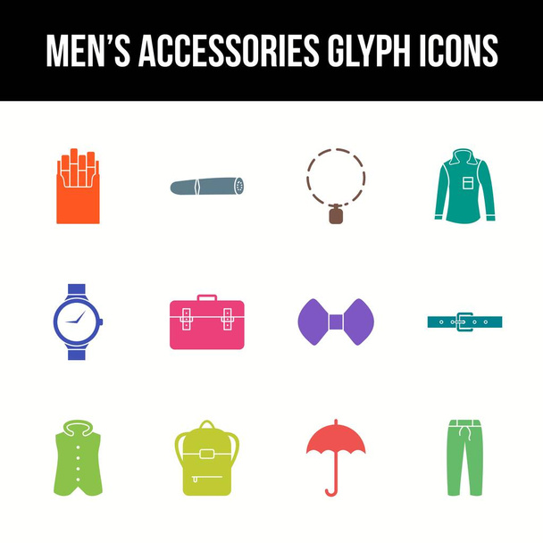 Acessórios masculinos exclusivos conjunto de ícones de glifo vetorial
 - Vetor, Imagem