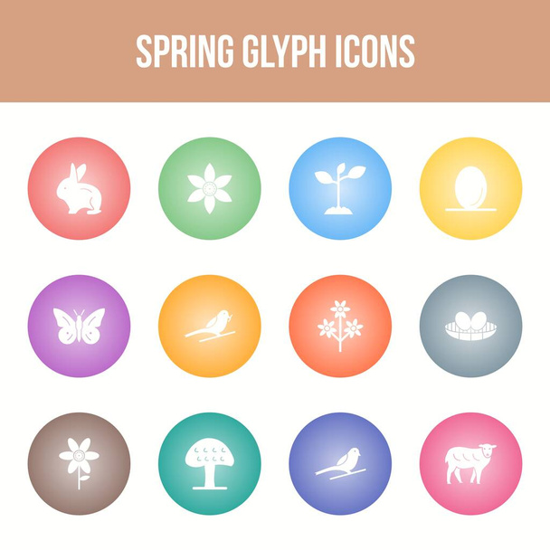 Set di icone glyph vettoriale primaverile unico - Vettoriali, immagini