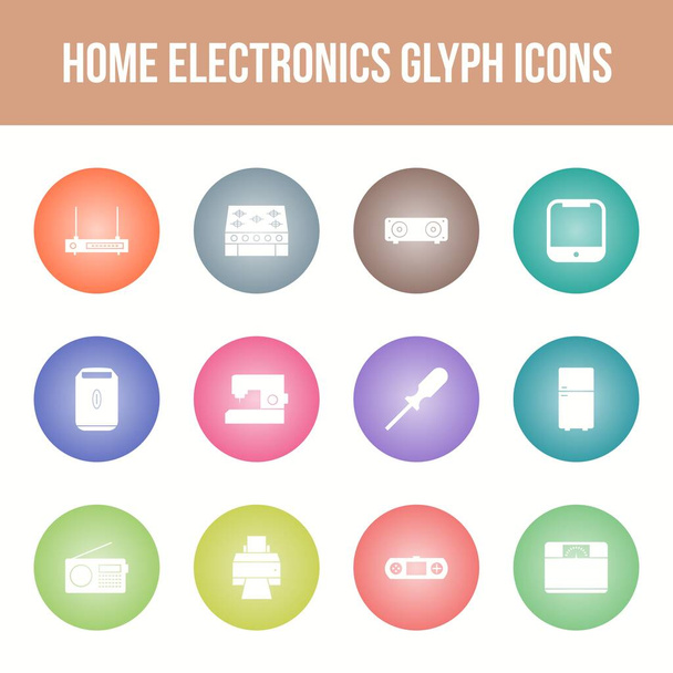 Μοναδικό σύνολο εικονιδίων vector glyph οικιακών ηλεκτρονικών - Διάνυσμα, εικόνα