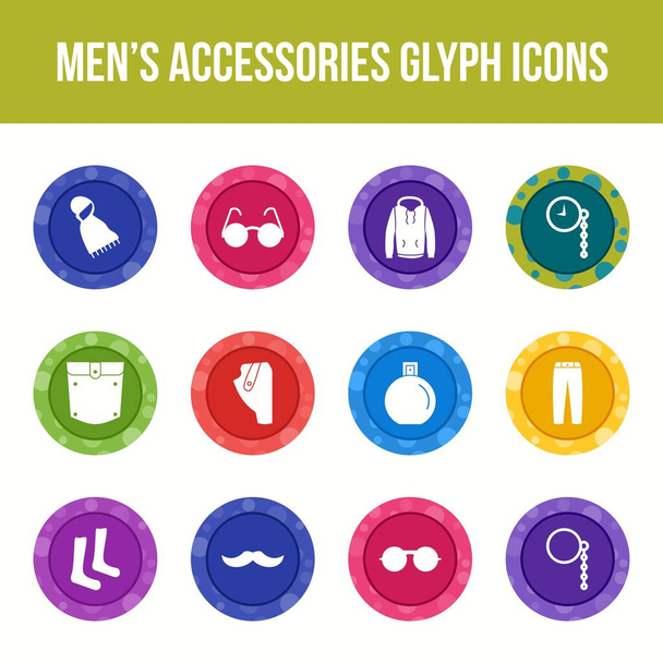 Einzigartiges Männer-Accessoires-Vektor-Glyphen-Symbol-Set - Vektor, Bild