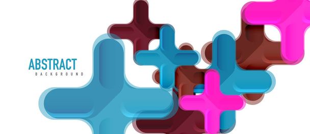 Glossy multicolored plastic style cross composition, x shape design, techno geometric modern abstract background. Trendy abstract layout template - ベクター画像