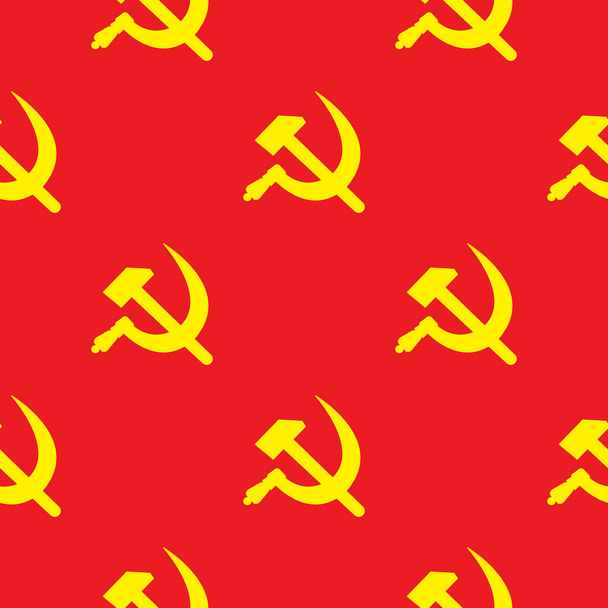 USSR Symbol Hammer and Sickle Seamless Pattern Background. Vector Illustration. - Vector, Image