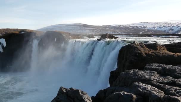 Pan from the Godafoss waterfall in Iceland - Footage, Video
