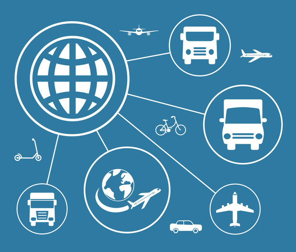 Concepto de transporte global con iconos conectados - Foto, Imagen