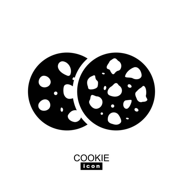 Illustration vectorielle simple icône cookie. Avoine sucre mordu biscuits silhouette ou logo. Symbole biscuit rond noir et blanc isolé - Vecteur, image