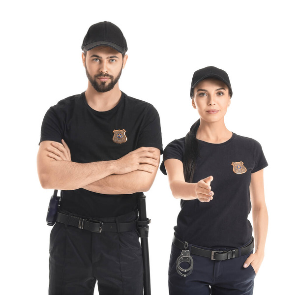 Police officers on white background - Foto, imagen