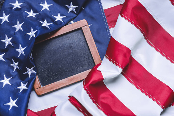 Chalkboard on the USA flag - Zdjęcie, obraz