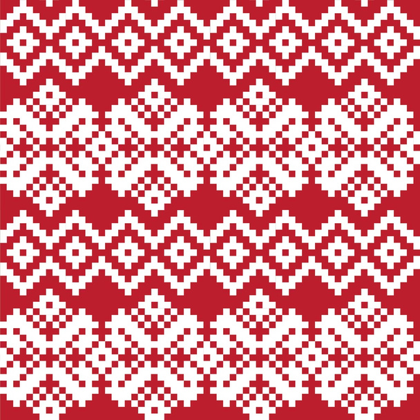 Punainen Christmas Fair Isle kuvio tausta muoti tekstiilit, neuleet ja grafiikka - Vektori, kuva
