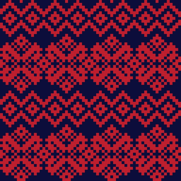 ファッションテキスタイル、ニットウェア、グラフィックのための赤海軍クリスマスフェア島のパターンの背景 - ベクター画像