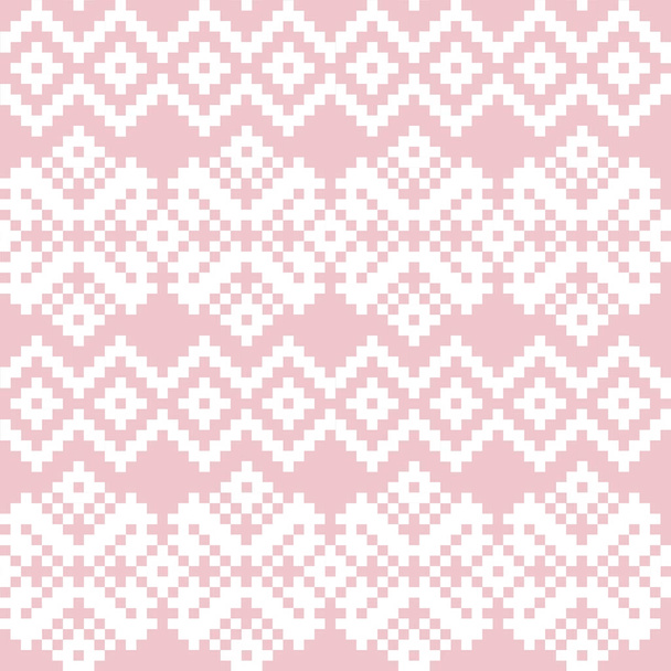 Fondo de patrón de isla de feria de Navidad rosa para textiles de moda, prendas de punto y gráficos - Vector, imagen