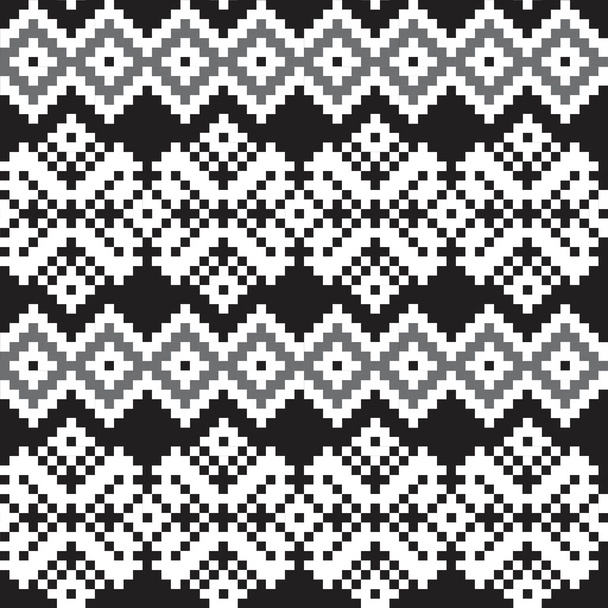 ファッション繊維、ニットウェア、グラフィックのための黒と白のクリスマスフェア島のパターンの背景 - ベクター画像