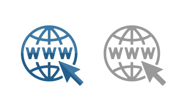 иконка www - домен интернета с силуэтом глобуса
 - Вектор,изображение